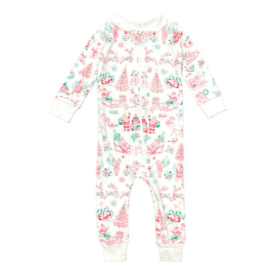 Full Zip Footless Pajama - Santa