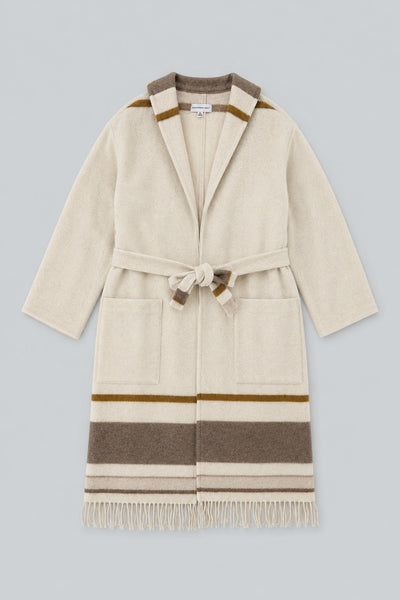 Fringe Robe Coat - Cream Multi