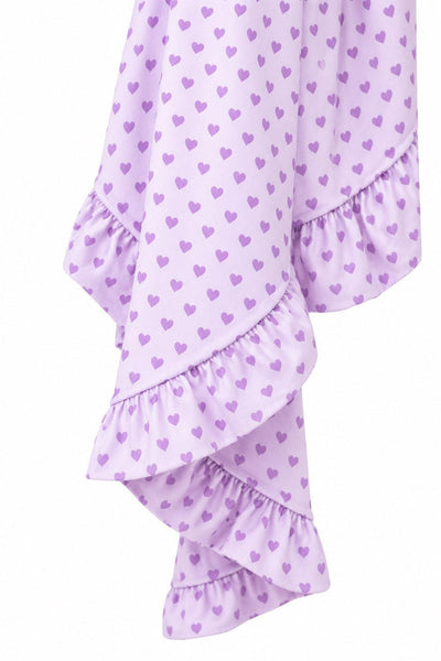 Ruffle Blanket - Purple Hearts