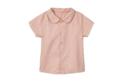 Ss Organic Cotton Woven Peter Pan Collared Shirt - Pink Quartz