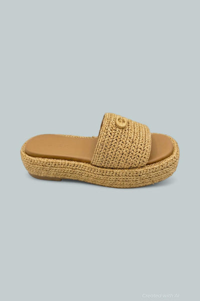 Sculpted C Raffia Flatfom Slide - Natural - 7.5 - Sandals