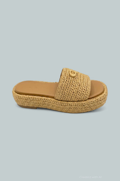 Sculpted C Raffia Flatfom Slide - Natural - 7.5 - Sandals