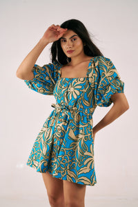 Cali Mini Dress - Blue Deco