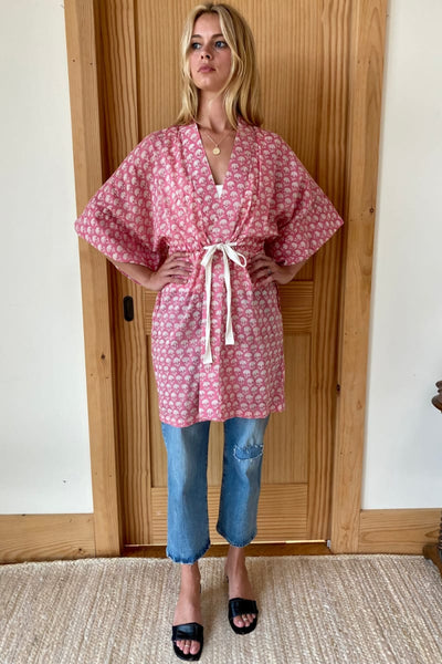 Short Wrap - Crescent Flower Bon Pink Organic - Shirt