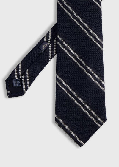 Silk Grenadine Stripe - Black - ONE SIZE - Tie