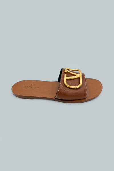 Garavani V Logo Slide Sandals - Camel