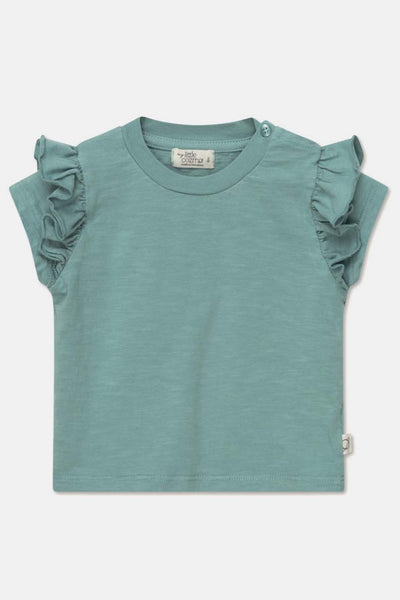 Slub ruffle baby t-shirt - Green - 6M - Shirt