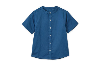 Ss Organic Cotton Woven Shirt - Navy Blue