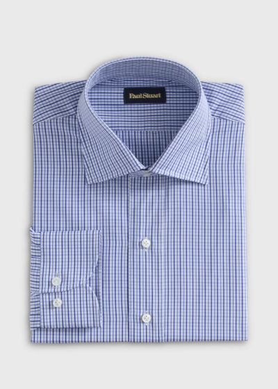 Small Check Dress Shirt - Blue - Dress Shirt