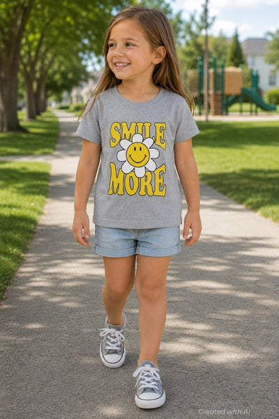Smile More Tee Little Kids - Heather Grey - T-shirt