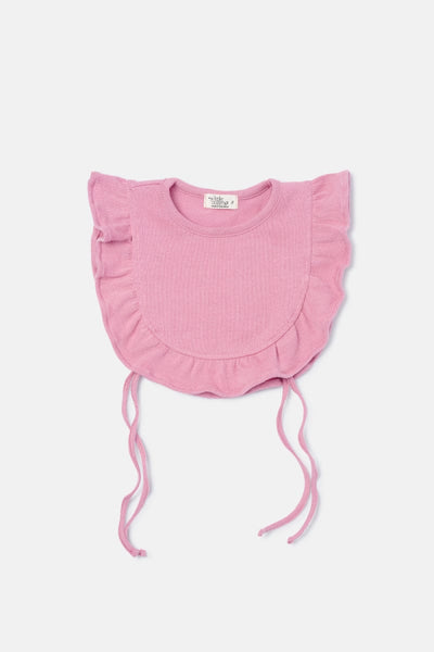 Soft Knit Bib Vest - Pink - Collar