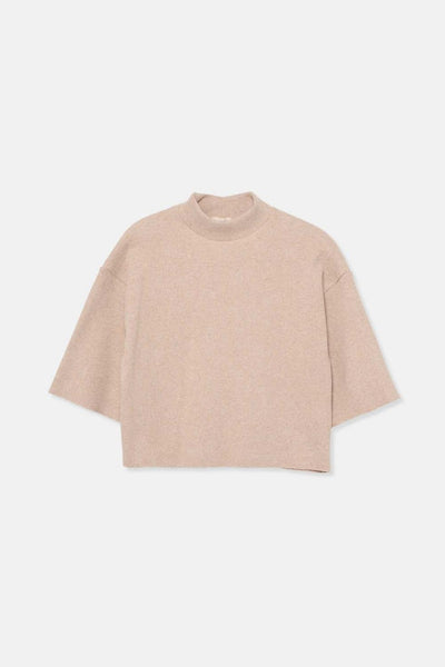 Soft rib sweater - Beige - Turtleneck