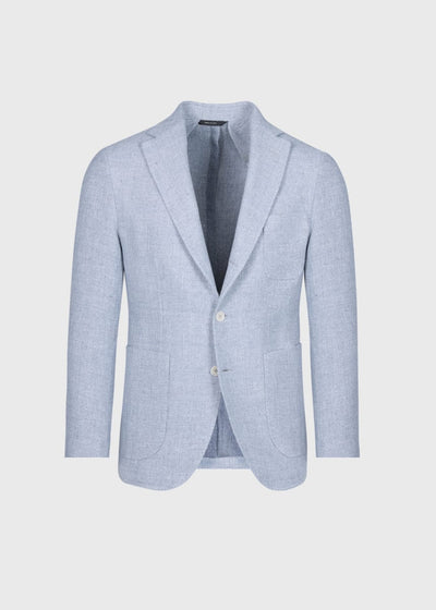 Solid Basketweave Summer Jacket - Powder Blue - Blazer