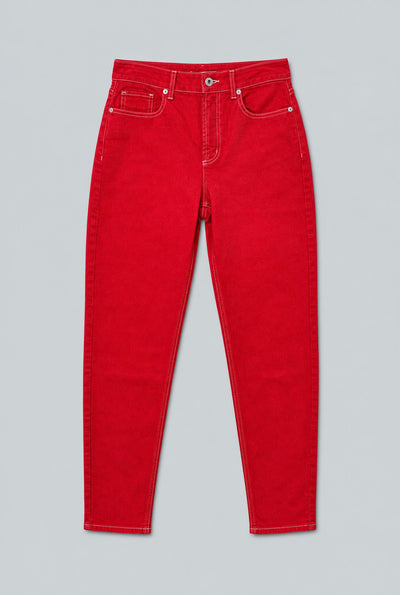 Straight Leg Mom Jean - Red