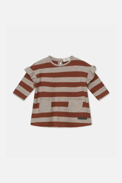Stripe Knit Baby Dress - Beige/Brown - 6M - Dresses