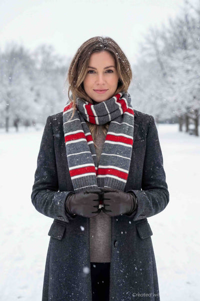 Striped Scarf - Red - 10.5’’X 76’’ - Scarf