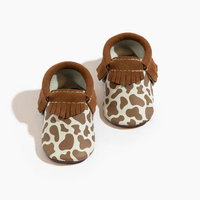 Suede Cow Print Moccasin Baby Shoe - ’Moccasin - Kids Adult’