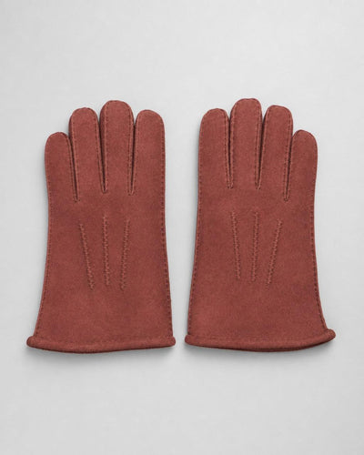 Suede Saddle Stitch Glove - Burgundy - Gloves