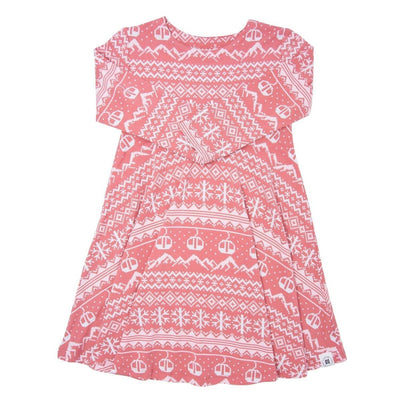 Swirly Girl Dress - Fair Isle Ski Pink - Dresses