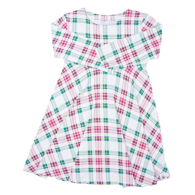 Swirly Girl Dress - White Tartan - Dresses