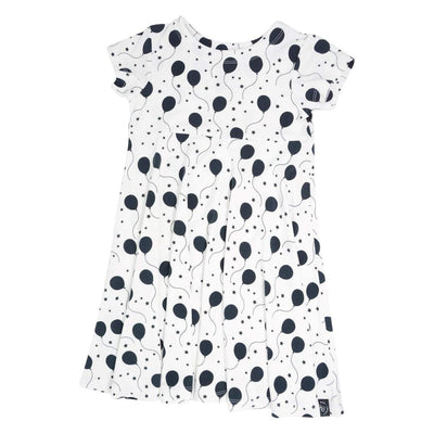 Swirly Girl Short Sleeve Dress - Black Balloons - Dresses