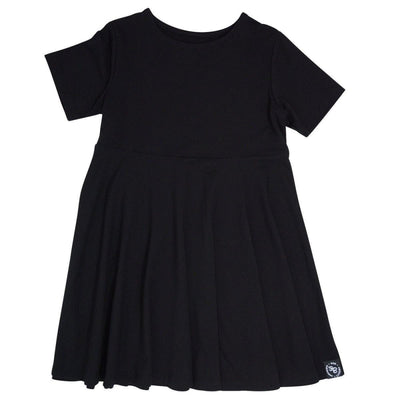 Swirly Girl Short Sleeve Dress - Blazing Black - Dresses