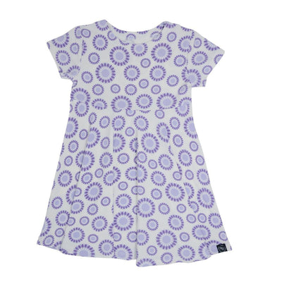 Swirly Girl Short Sleeve Dress - Sunflower Purple - Dresses