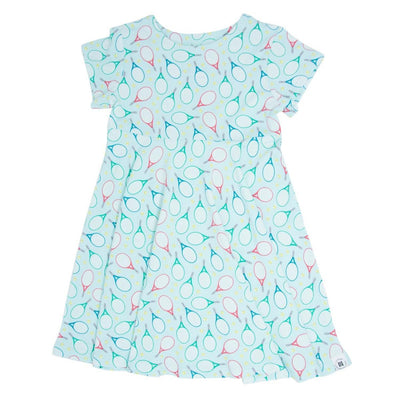 Swirly Girl Short Sleeve Dress - Tennis - Dresses