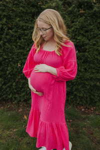 Eliza Maternity and Nursing Dress - Pink
