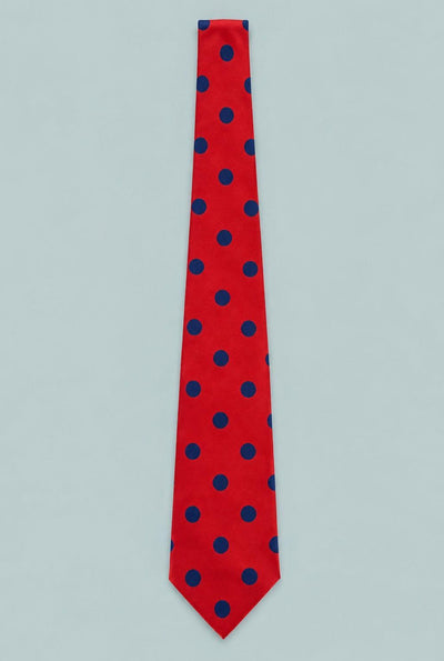 Printed Silk Large Polka Dot Tie - Red