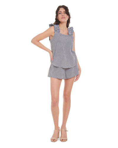 Caroline Ruffle Sleeveless Top - Black