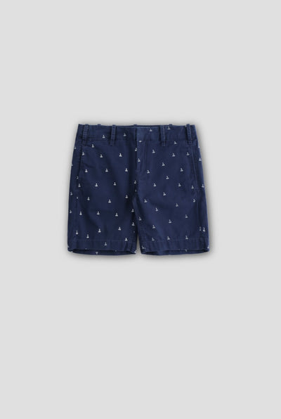 Boat Print Day Short - Navy