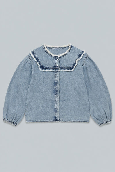 Chambray Ruffle Shirt - Denim