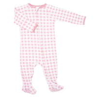 Zipper Footie - Pink Gingham