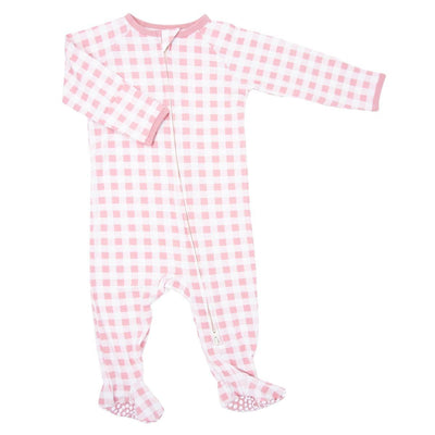 Zipper Footie - Pink Gingham - Onesie