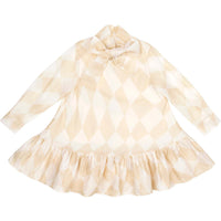 Girls Special Occasion Dress with a Bow - Beige