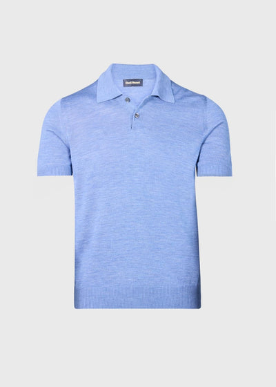 Short Sleeve Silk Polo - Blue