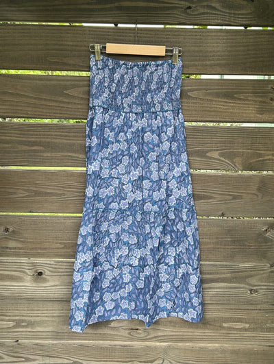 Florence Cotton MIDI Skirt - Blue Multi Floral