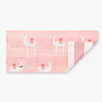 Muslin Burp Cloth - Pink Camel + Pink Cabana Stripe