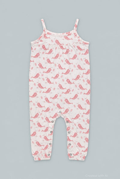 Tank Pant Romper - Narwhal Pink - Romper