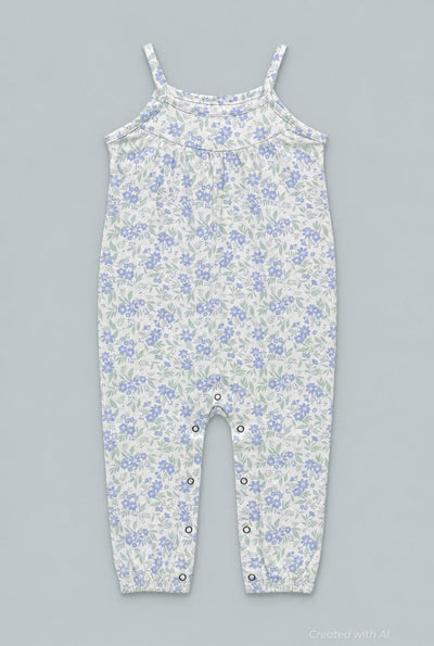 Tank Pant Romper - Vintage Flower Purple - Romper