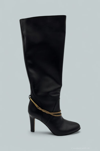 Tarian Tall Chain Boot - Black - 9.5 - Boots