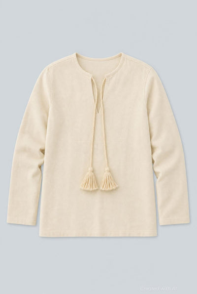 Tassel Tie Sweatshirt - Ivory - Sweatshirt