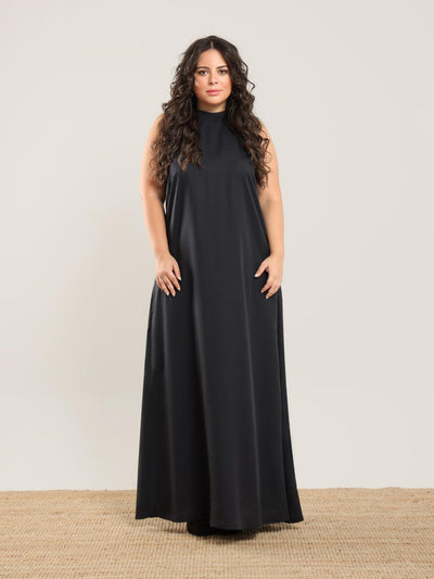 Tencel Halter Dress - Black - Dresses
