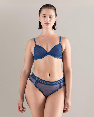 The Demi Bra In Logo Mesh - French Navy - Bra