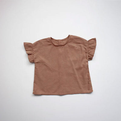 The Frill Linen Top - Cinnamon - Shirt