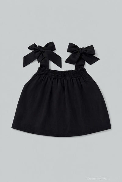 Tie Shoulder Top - Black - Shirt