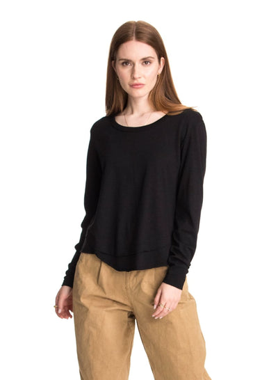 Today Mock Layer Long Sleeve T-Shirt - Black - T-shirt