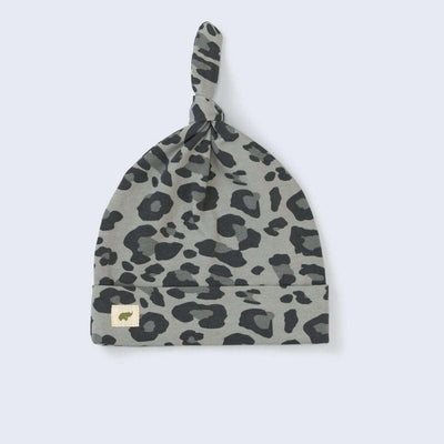 Top Knot Cap - Black Leopard - 0-6m - Knot Hat