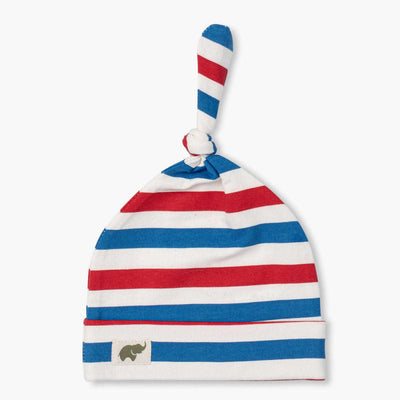 Top Knot Cap - Red White + Cute - 0-6m - Knot Hat